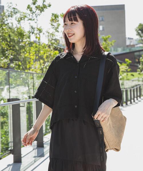 SENSE OF PLACE by URBAN RESEARCH（センスオブプレイスバイアーバンリサーチ）の「ヒラヒラパッチワークシシュウシャツ（シャツ/ブラウス・レディース・オフホワイト/イエロー/ブラック・ONE）」の2枚目の写真