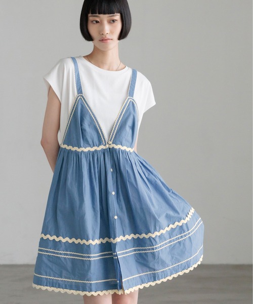 LOWRYS FARM(ローリーズファーム)の「INDIAナミナミミニワンピース 669782(ワンピース・レディース・ホワイト/ブラック/ブルー・FREE)」の3枚目の写真