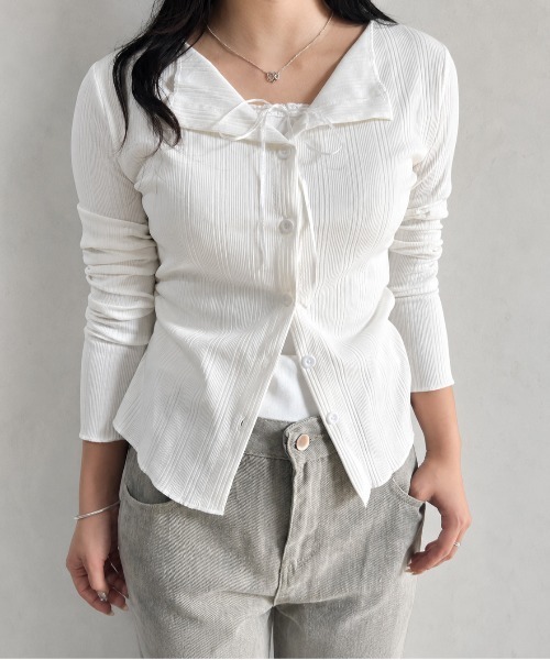 GREENHOX(グリーンホックス)の「フェイクレイヤードシアーカットソー(Tシャツ/カットソー・レディース・ホワイト・MEDIUM/SMALL)」の1枚目の写真