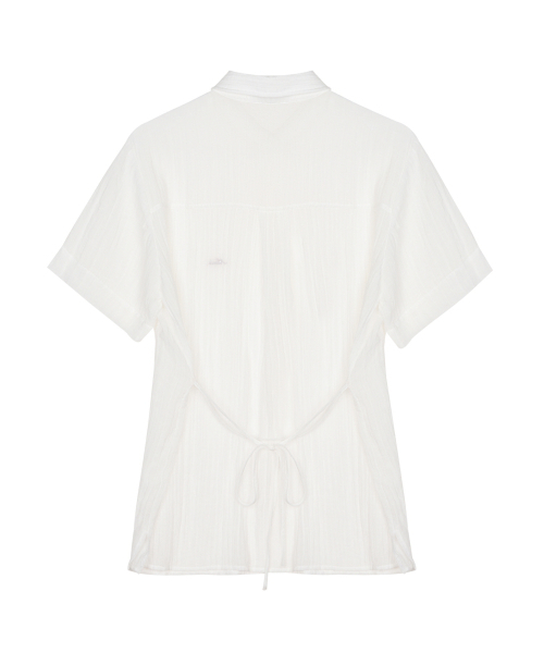 NICK&NICOLE（ニックアンドニコール）の「CRINKLE STRING HALF SHIRT_IVORY（シャツ/ブラウス・レディース・その他・FREE）」の2枚目の写真