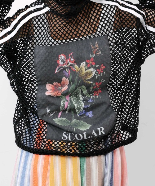 ScoLar(スカラー)の「162687:熱帯花柄アップリケ付き ライン入りメッシュパーカー(パーカー・レディース・アイボリー/ブラウン・M)」の11枚目の写真
