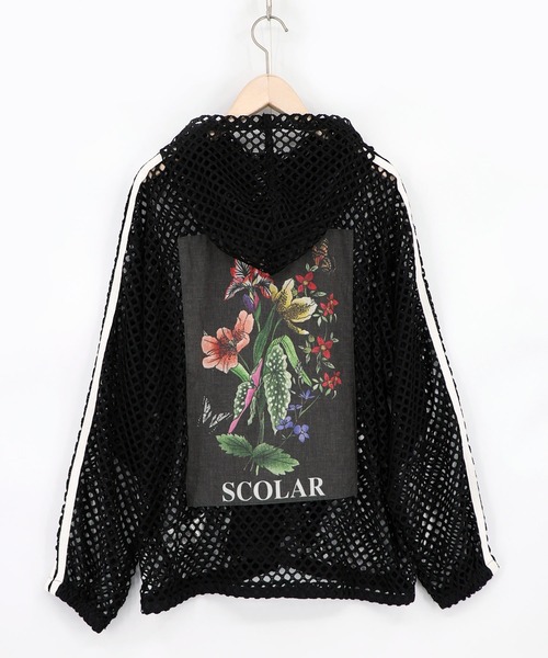 ScoLar(スカラー)の「162687:熱帯花柄アップリケ付き ライン入りメッシュパーカー(パーカー・レディース・アイボリー/ブラウン・M)」の16枚目の写真