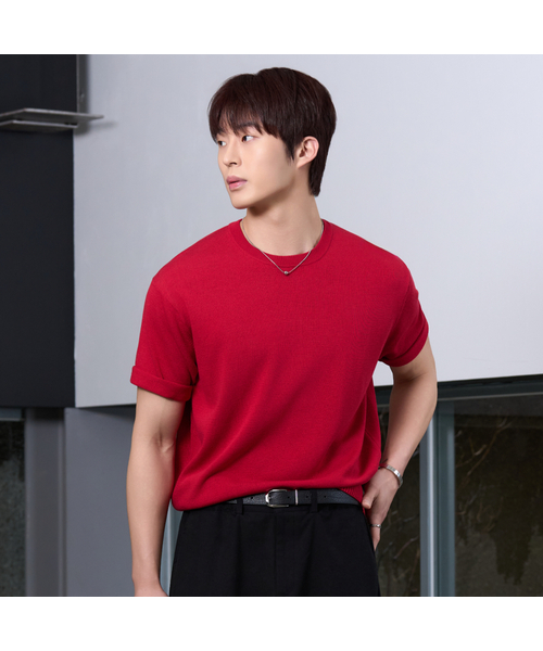 HYOJI(ヒョージ)の「26 SS ウォッシャブルリネンラウンドクロップニット(6カラー)(ニット/セーター・メンズ・ブラック/チャコール/グレー/ネイビー/クリーム/レッド・M/L/XL/S)」の6枚目の写真