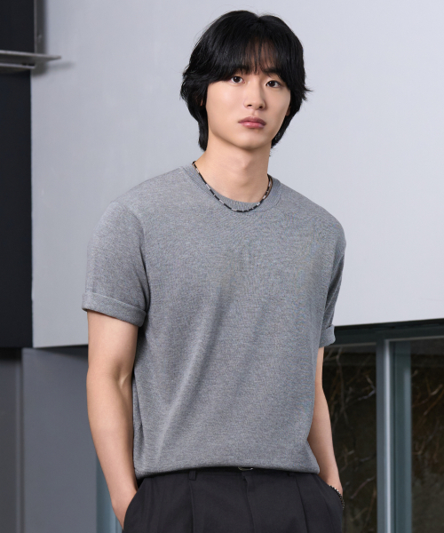 HYOJI(ヒョージ)の「26 SS ウォッシャブルリネンラウンドクロップニット(6カラー)(ニット/セーター・メンズ・ブラック/チャコール/グレー/ネイビー/クリーム/レッド・M/L/XL/S)」の11枚目の写真