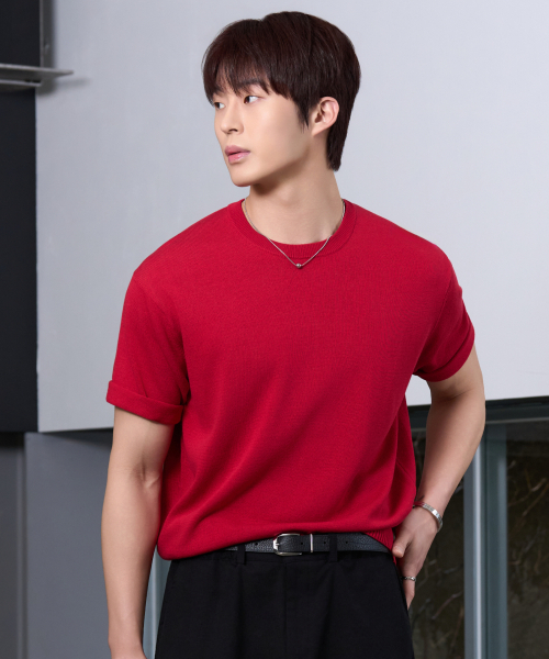 HYOJI(ヒョージ)の「26 SS ウォッシャブルリネンラウンドクロップニット(6カラー)(ニット/セーター・メンズ・ブラック/チャコール/グレー/ネイビー/クリーム/レッド・M/L/XL/S)」の13枚目の写真