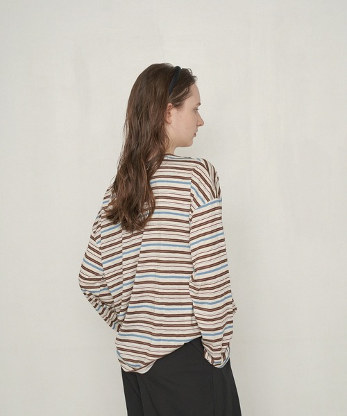 uchi.(ウチ)の「マルチボーダーオーバーロングスリーブTシャツ(Tシャツ/カットソー・レディース・ネイビー/ブラウン/グレー・FREE)」の22枚目の写真
