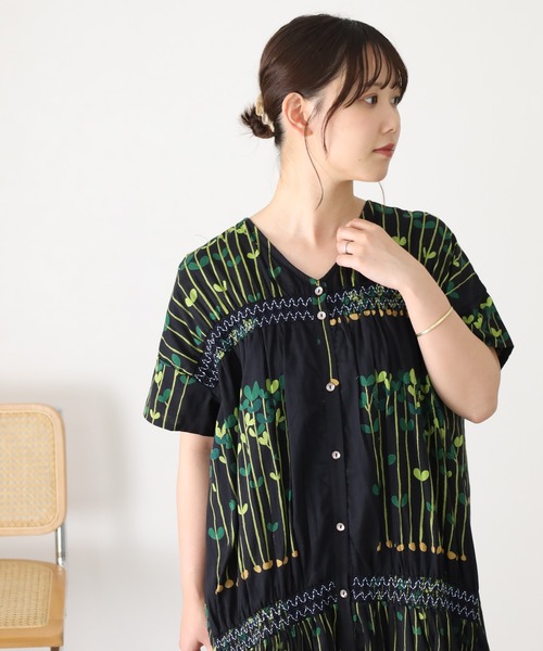 KILKI(キルキー)の「kilki Vネックシャツワンピース ビーンスプラウト 半袖(シャツワンピース・レディース・ブラック系/ホワイト系・FREE)」の20枚目の写真