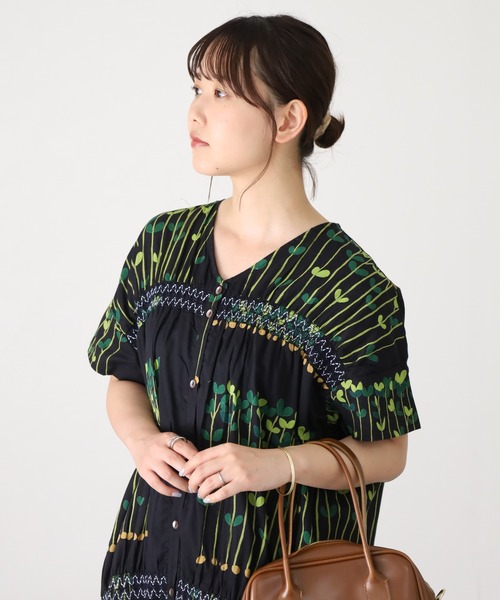 KILKI(キルキー)の「kilki Vネックシャツワンピース ビーンスプラウト 半袖(シャツワンピース・レディース・ブラック系/ホワイト系・FREE)」の21枚目の写真
