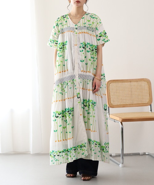 KILKI(キルキー)の「kilki Vネックシャツワンピース ビーンスプラウト 半袖(シャツワンピース・レディース・ブラック系/ホワイト系・FREE)」の8枚目の写真