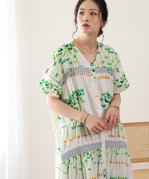 KILKI(キルキー)の「kilki Vネックシャツワンピース ビーンスプラウト 半袖(シャツワンピース・レディース・ブラック系/ホワイト系・FREE)」の3枚目の写真