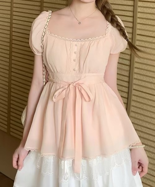 ViViDAY(ビビデー)の「ウエストリボン ボリュームショートブラウス(シャツ/ブラウス・レディース・アイボリー/ピンク・M)」の10枚目の写真