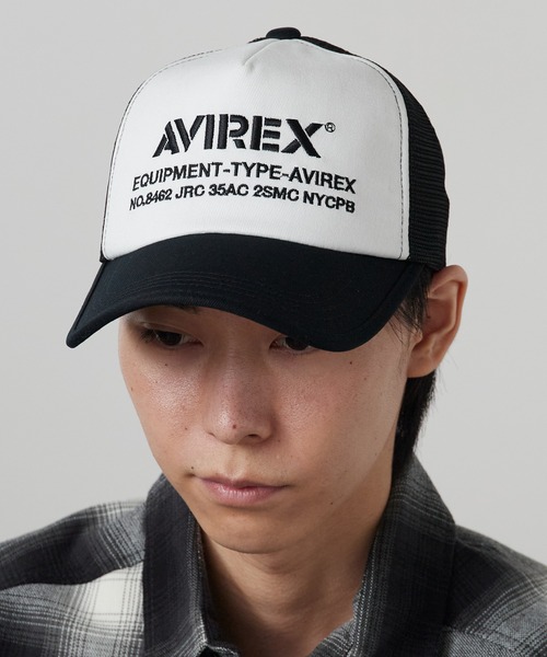 AVIREX(アヴィレックス)の「AVIREX/アビレックス AVIREX AX NUMBERING メッシュキャップ フロントロゴ カーブバイザー メンズ レディース 2026年 夏 夏服(キャップ・メンズ・ブラック/ネイビー/ブラック×ホワイト/ブラック×ブラック・FREE)」の2枚目の写真