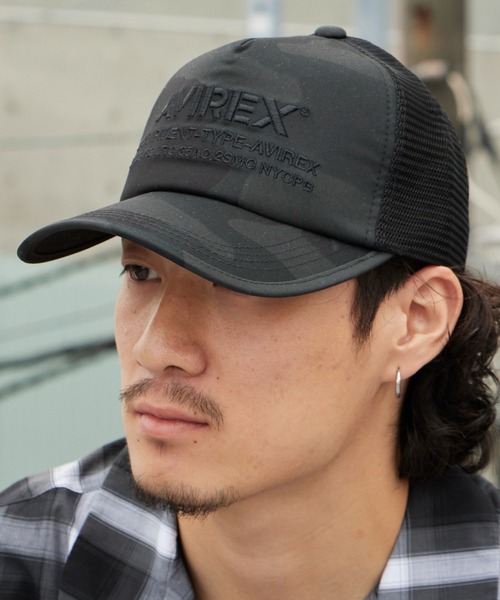 AVIREX(アヴィレックス)の「AVIREX/アビレックス AVIREX AX NUMBERING メッシュキャップ フロントロゴ カーブバイザー メンズ レディース 2026年 夏 夏服(キャップ・メンズ・ブラック/ネイビー/ブラック×ホワイト/ブラック×ブラック・FREE)」の3枚目の写真