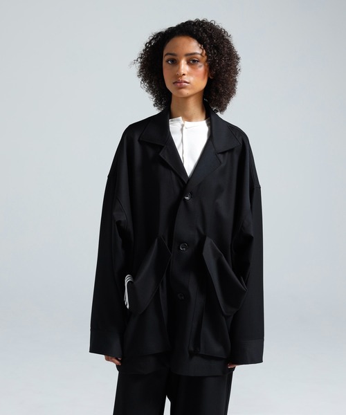 Y-3(ワイスリー)の「Y-3 WOOL CHORE COAT(テーラードジャケット・レディース・ブラック・SMALL/MEDIUM/LARGE/X-SMALL/XX-SMALL)」の1枚目の写真