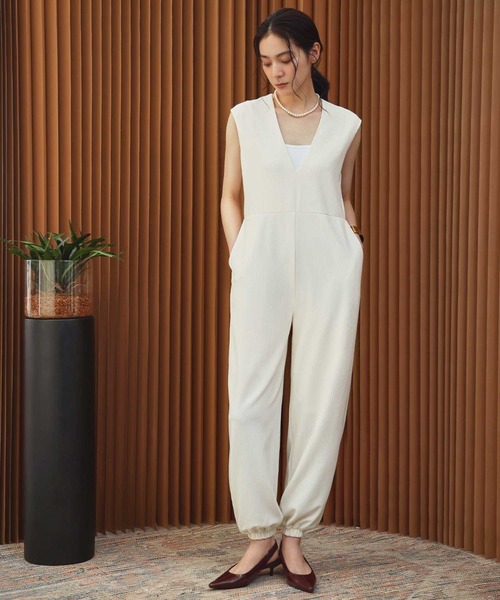 ELFRANK(エルフランク)の「【2026AW】【S~Lサイズ展開】Vネックリブジョガーオールインワン【洗える】(サロペット/オーバーオール・レディース・オフホワイト/ブラック・S/M/L)」の5枚目の写真