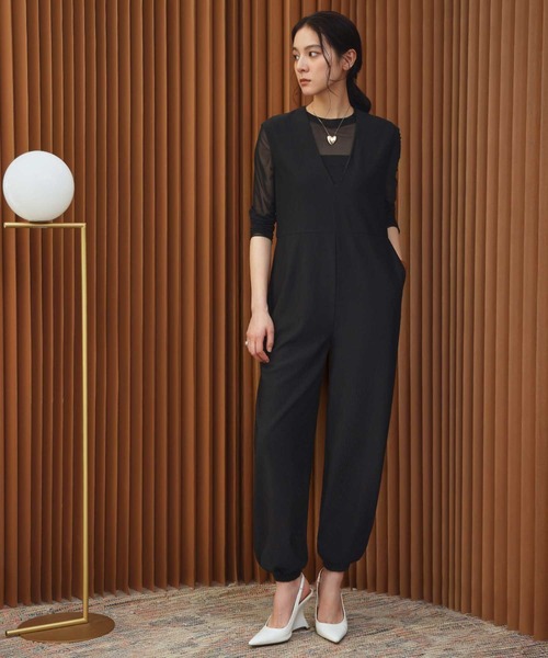ELFRANK(エルフランク)の「【2026AW】【S~Lサイズ展開】Vネックリブジョガーオールインワン【洗える】(サロペット/オーバーオール・レディース・オフホワイト/ブラック・S/M/L)」の15枚目の写真