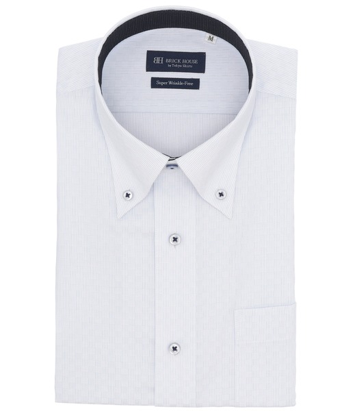 TOKYO SHIRTS(トウキョウシャツ)の「【超形態安定】 形態安定ノンアイロン ボタンダウン 半袖ビジネスワイシャツ(ビジネスシャツ・メンズ・サックスブルー・首回り37cm)」の1枚目の写真