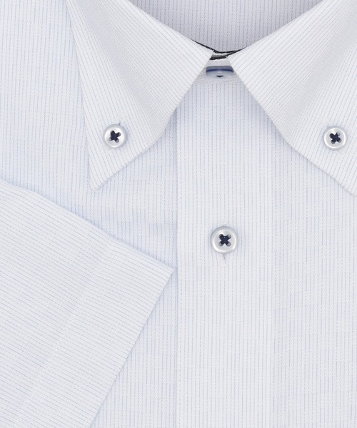 TOKYO SHIRTS(トウキョウシャツ)の「【超形態安定】 形態安定ノンアイロン ボタンダウン 半袖ビジネスワイシャツ(ビジネスシャツ・メンズ・サックスブルー・首回り37cm)」の3枚目の写真