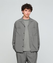 SHIELDRY フライフロント 長袖 オープンカラー シャツ -伸縮性・UVカット・遮熱-