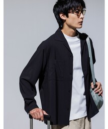 SHIELDRY フライフロント 長袖 オープンカラー シャツ -伸縮性・UVカット・遮熱-