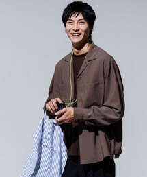 SHIELDRY フライフロント 長袖 オープンカラー シャツ -伸縮性・UVカット・遮熱-