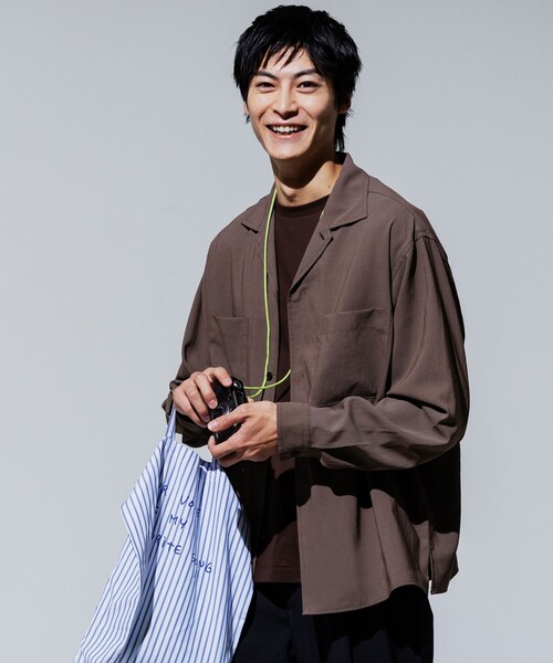 green label relaxing(グリーンレーベルリラクシング)の「SHIELDRY フライフロント 長袖 オープンカラー シャツ -伸縮性・UVカット・遮熱-(シャツ/ブラウス・メンズ・ダークグレー/モカ/グレー系・L/S/XL/M)」の3枚目の写真