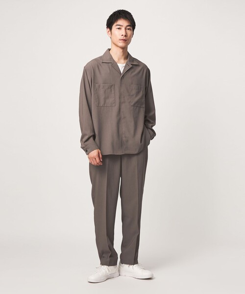 green label relaxing(グリーンレーベルリラクシング)の「SHIELDRY フライフロント 長袖 オープンカラー シャツ -伸縮性・UVカット・遮熱-(シャツ/ブラウス・メンズ・ダークグレー/モカ/グレー系・L/S/XL/M)」の4枚目の写真