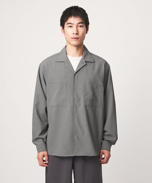 green label relaxing(グリーンレーベルリラクシング)の「SHIELDRY フライフロント 長袖 オープンカラー シャツ -伸縮性・UVカット・遮熱-(シャツ/ブラウス・メンズ・ダークグレー/モカ/グレー系・L/S/XL/M)」の6枚目の写真