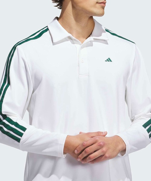 adidas（アディダス）の「スリーストライプス 長袖シャツ【adidas Golf/アディダスゴルフ】（ポロシャツ・メンズ・ホワイト・SMALL/MEDIUM/LARGE/X-LARGE/XX-LARGE/3XL）」の3枚目の写真