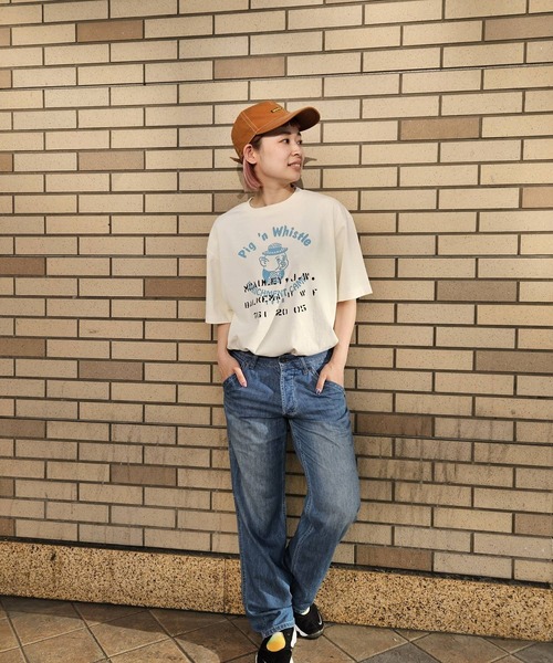 GREEN BOWL（グリーンボウル）の「グリーンボウル 【GREEN BOWL】Fade Wash T-Shirts(Pig）（Tシャツ/カットソー・レディース・ネイビー/オフホワイト・XL/L/M）」の3枚目の写真