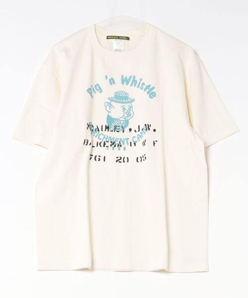 GREEN BOWL（グリーンボウル）の「グリーンボウル 【GREEN BOWL】Fade Wash T-Shirts(Pig）（Tシャツ/カットソー・レディース・ネイビー/オフホワイト・XL/L/M）」の7枚目の写真