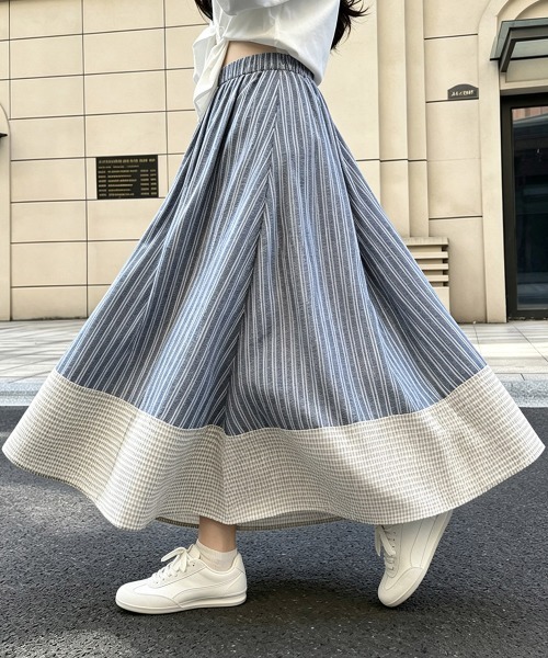 Miniministore（ミニミニストア）の「ストライプ柄ロングスカートフレアスカート（スカート・レディース・ブラック/ダークブルー・M/L）」の15枚目の写真