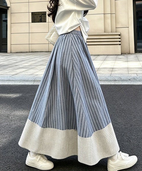 Miniministore（ミニミニストア）の「ストライプ柄ロングスカートフレアスカート（スカート・レディース・ブラック/ダークブルー・M/L）」の14枚目の写真