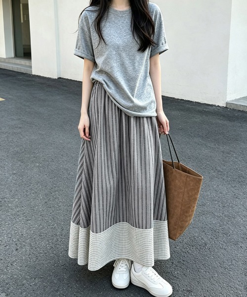 Miniministore（ミニミニストア）の「ストライプ柄ロングスカートフレアスカート（スカート・レディース・ブラック/ダークブルー・M/L）」の12枚目の写真