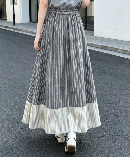 Miniministore（ミニミニストア）の「ストライプ柄ロングスカートフレアスカート（スカート・レディース・ブラック/ダークブルー・M/L）」の9枚目の写真