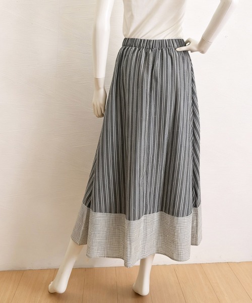 Miniministore（ミニミニストア）の「ストライプ柄ロングスカートフレアスカート（スカート・レディース・ブラック/ダークブルー・M/L）」の6枚目の写真