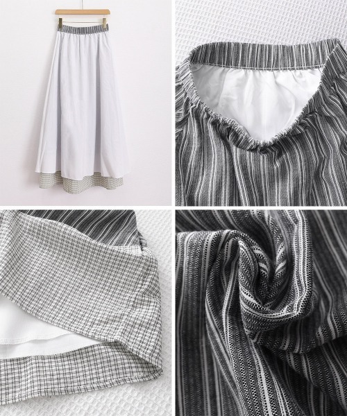 Miniministore（ミニミニストア）の「ストライプ柄ロングスカートフレアスカート（スカート・レディース・ブラック/ダークブルー・M/L）」の3枚目の写真