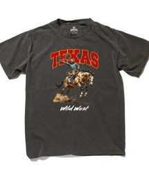 Ol' Basics(オール・ベーシックス) 半袖Tシャツ ヴィンテージライク ガーメントダイ カウボーイイラスト ひび割れ クラックプリント Tシャツ 半袖 トップス カットソー アメカジ カジュアル レディース ユニセックス