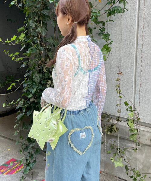 HELLO.SANFRANCISCO(ハローサンフランシスコ)の「【HELLO.SANFRANCISCO】レース切替ボウタイTEE(Tシャツ/カットソー・レディース・ブルー/ピンク・ONE SIZE)」の13枚目の写真