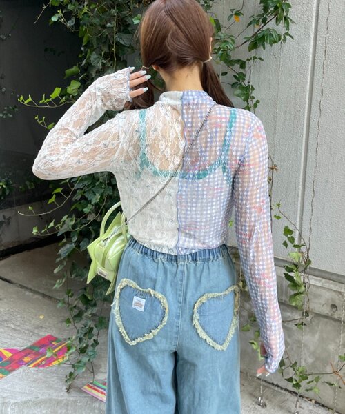 HELLO.SANFRANCISCO(ハローサンフランシスコ)の「【HELLO.SANFRANCISCO】レース切替ボウタイTEE(Tシャツ/カットソー・レディース・ブルー/ピンク・ONE SIZE)」の12枚目の写真