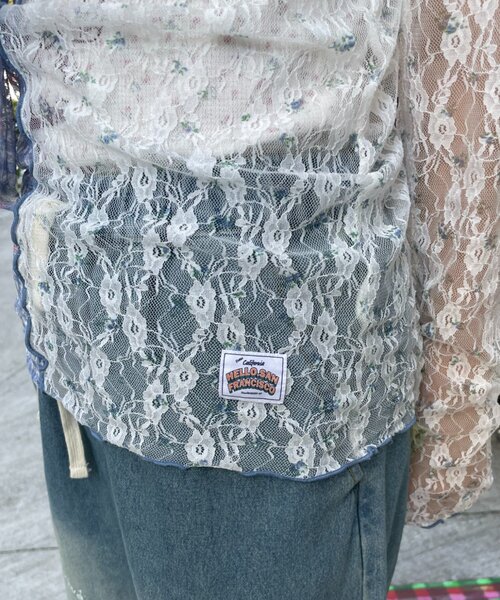 HELLO.SANFRANCISCO(ハローサンフランシスコ)の「【HELLO.SANFRANCISCO】レース切替ボウタイTEE(Tシャツ/カットソー・レディース・ブルー/ピンク・ONE SIZE)」の5枚目の写真