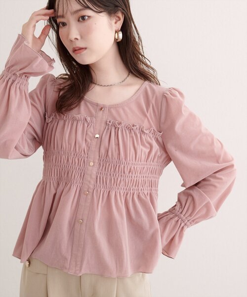 natural couture(ナチュラルクチュール)の「シアーベロアキャンディスリーブブラウス(シャツ/ブラウス・レディース・ピンク/ドット/ブラウン/アイボリー/ブラック/グレイッシュベージュ・FREE)」の20枚目の写真