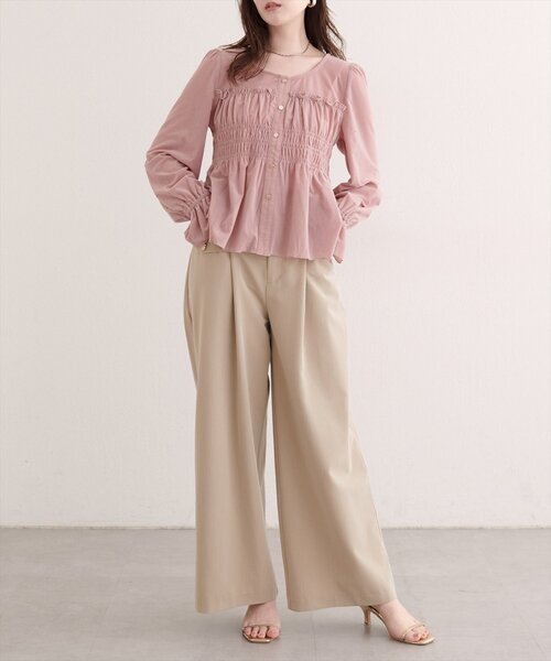 natural couture(ナチュラルクチュール)の「シアーベロアキャンディスリーブブラウス(シャツ/ブラウス・レディース・ピンク/ドット/ブラウン/アイボリー/ブラック/グレイッシュベージュ・FREE)」の22枚目の写真