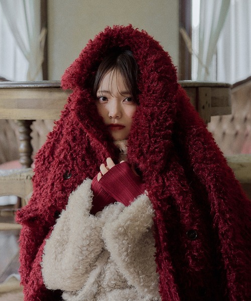 mideal(マイディール)の「poodle middle coat / プードルミドルコート(その他アウター・レディース・ボルドー/アイボリー・FREE)」の10枚目の写真