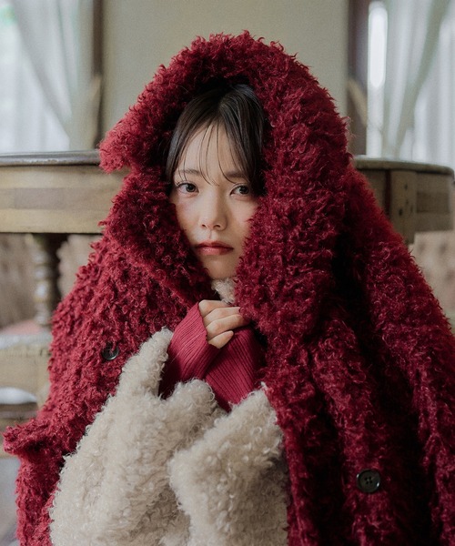 mideal(マイディール)の「poodle middle coat / プードルミドルコート(その他アウター・レディース・ボルドー/アイボリー・FREE)」の9枚目の写真