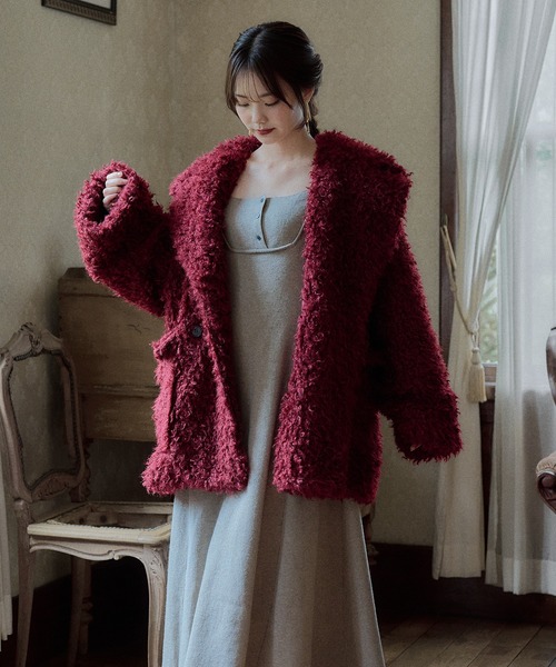 mideal(マイディール)の「poodle middle coat / プードルミドルコート(その他アウター・レディース・ボルドー/アイボリー・FREE)」の21枚目の写真