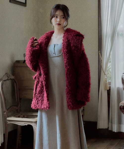 mideal(マイディール)の「poodle middle coat / プードルミドルコート(その他アウター・レディース・ボルドー/アイボリー・FREE)」の22枚目の写真