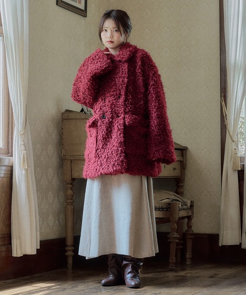 mideal(マイディール)の「poodle middle coat / プードルミドルコート(その他アウター・レディース・ボルドー/アイボリー・FREE)」の16枚目の写真