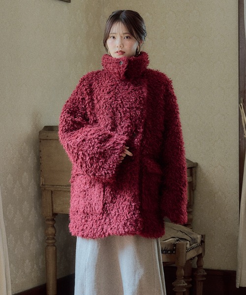mideal(マイディール)の「poodle middle coat / プードルミドルコート(その他アウター・レディース・ボルドー/アイボリー・FREE)」の17枚目の写真