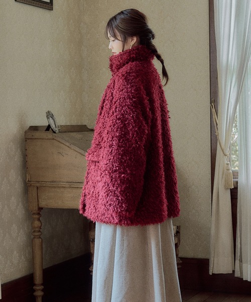 mideal(マイディール)の「poodle middle coat / プードルミドルコート(その他アウター・レディース・ボルドー/アイボリー・FREE)」の18枚目の写真
